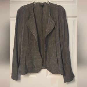 EUC Eileen Fisher Jacket Large Gray Linen Blend | Quiet Luxury Scandi Lagenlook